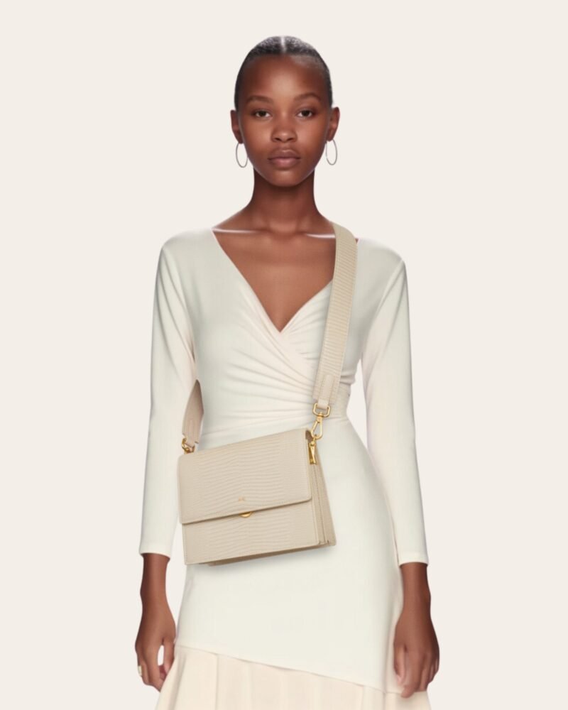 Mini Flap Crossbody - Ivory Lizard - Image 2