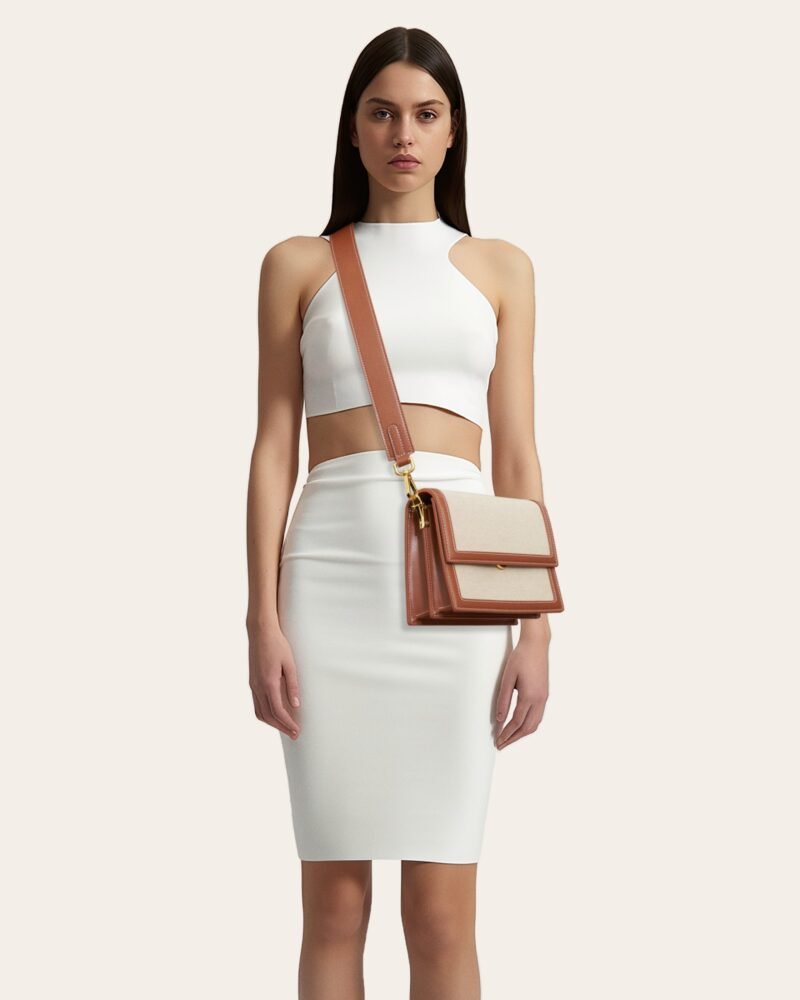 Mini Flap Crossbody - Beige Canvas - Image 2