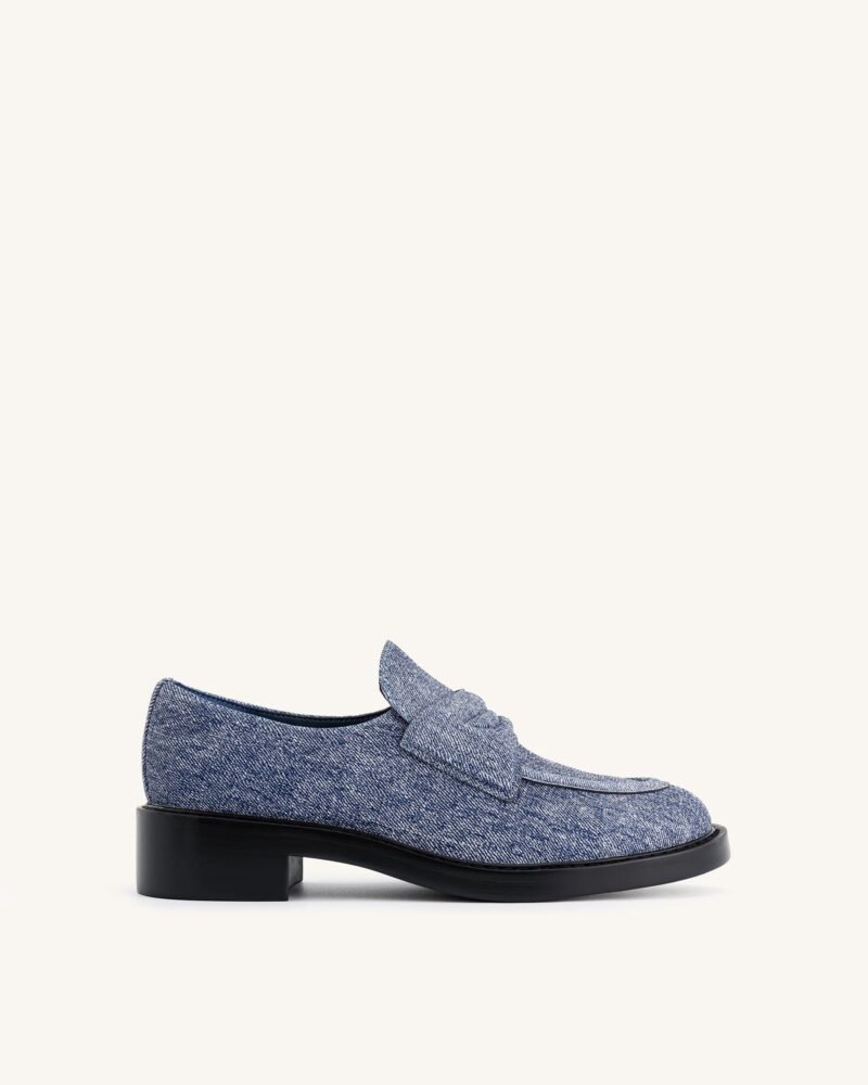 Micah Denim Embossed Chunky Loafer - Blue - Image 1