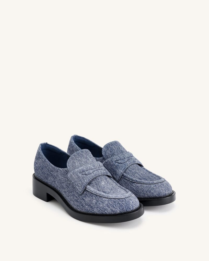 Micah Denim Embossed Chunky Loafer - Blue - Image 2