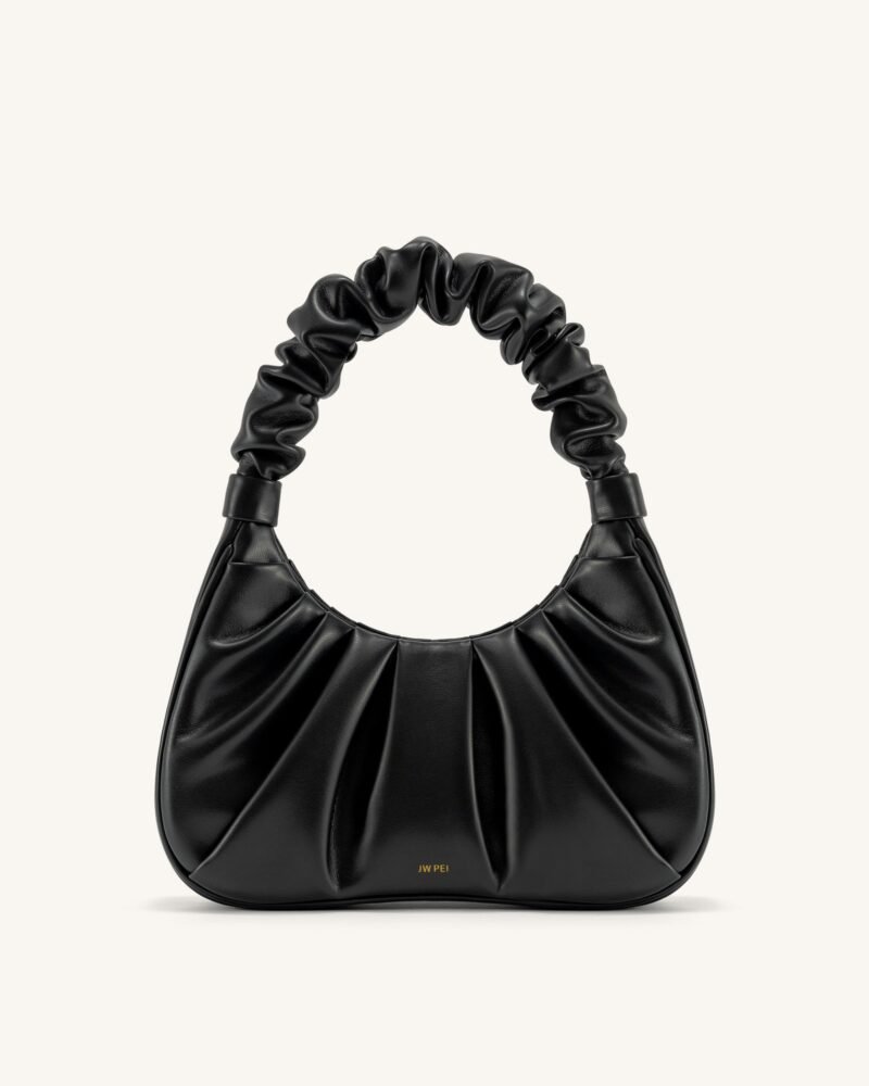 Gabbi Ruched Hobo Handbag - Black - Image 1