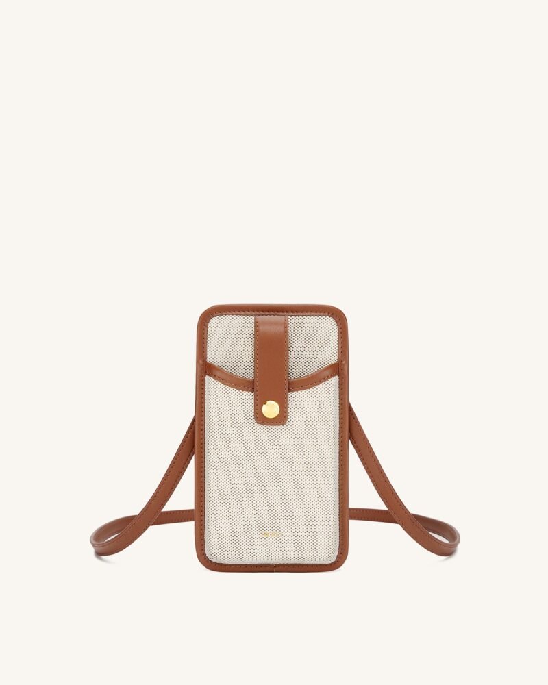 Aylin Canvas Phone Bag - Brown - Image 1