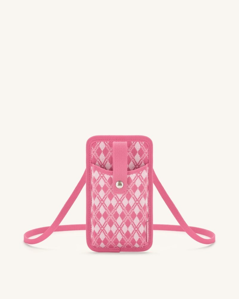 Aylin Knitted Phone Bag -  Pink & Hot Pink - Image 1