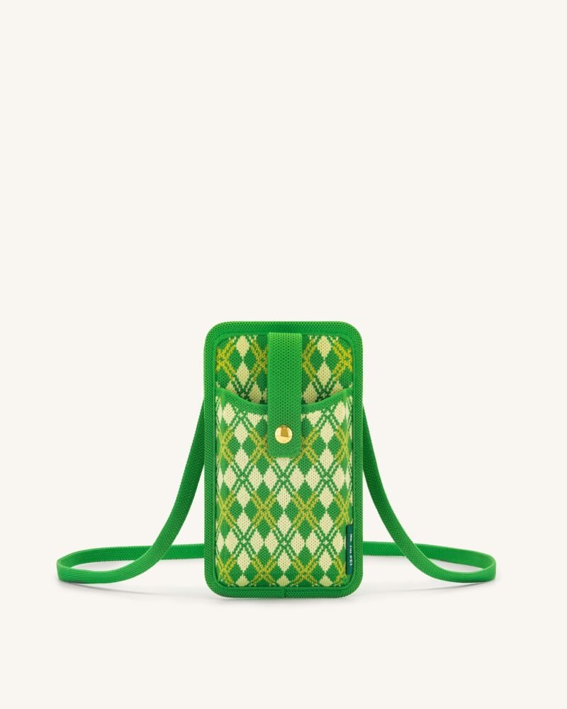 Aylin Knitted Phone Bag - Green & Yellow - Image 1