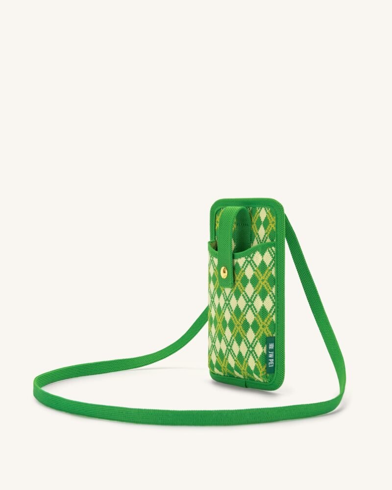 Aylin Knitted Phone Bag - Green & Yellow - Image 2