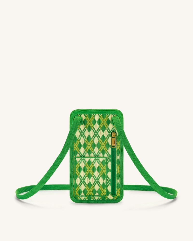 Aylin Knitted Phone Bag - Green & Yellow - Image 3