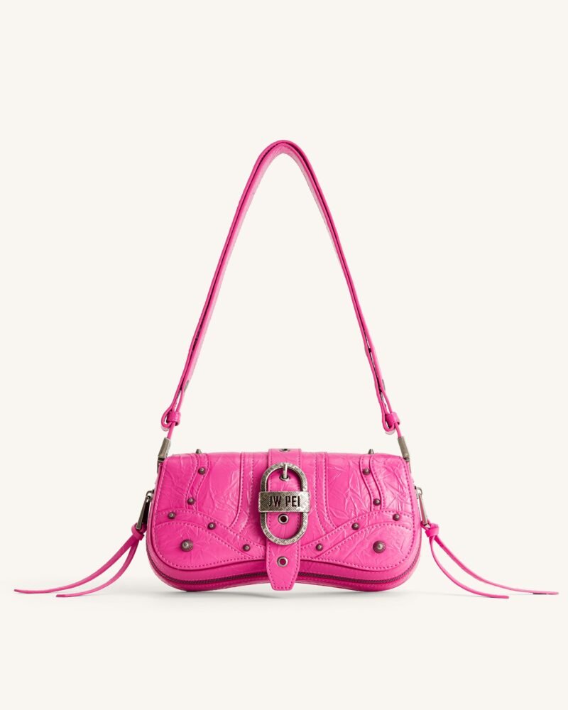 Joy Crushed Shoulder Bag - Bright Pink - Image 1