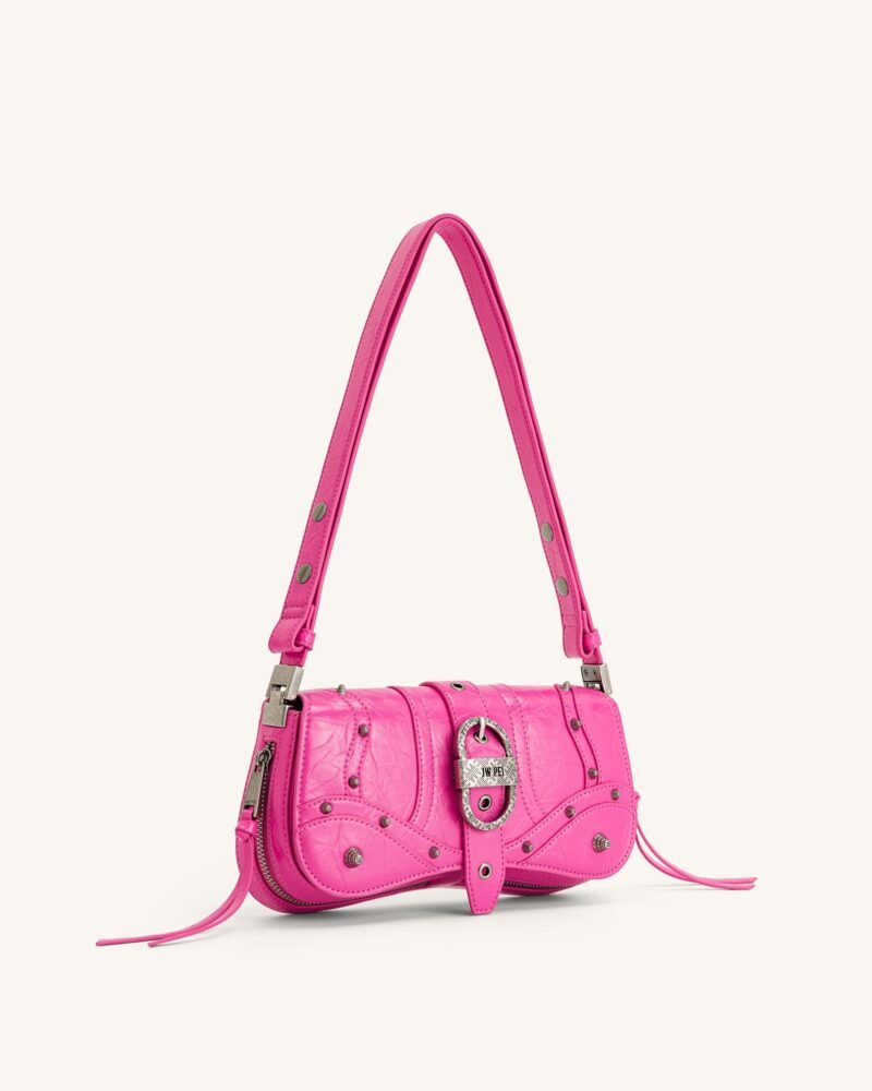 Joy Crushed Shoulder Bag - Bright Pink - Image 2