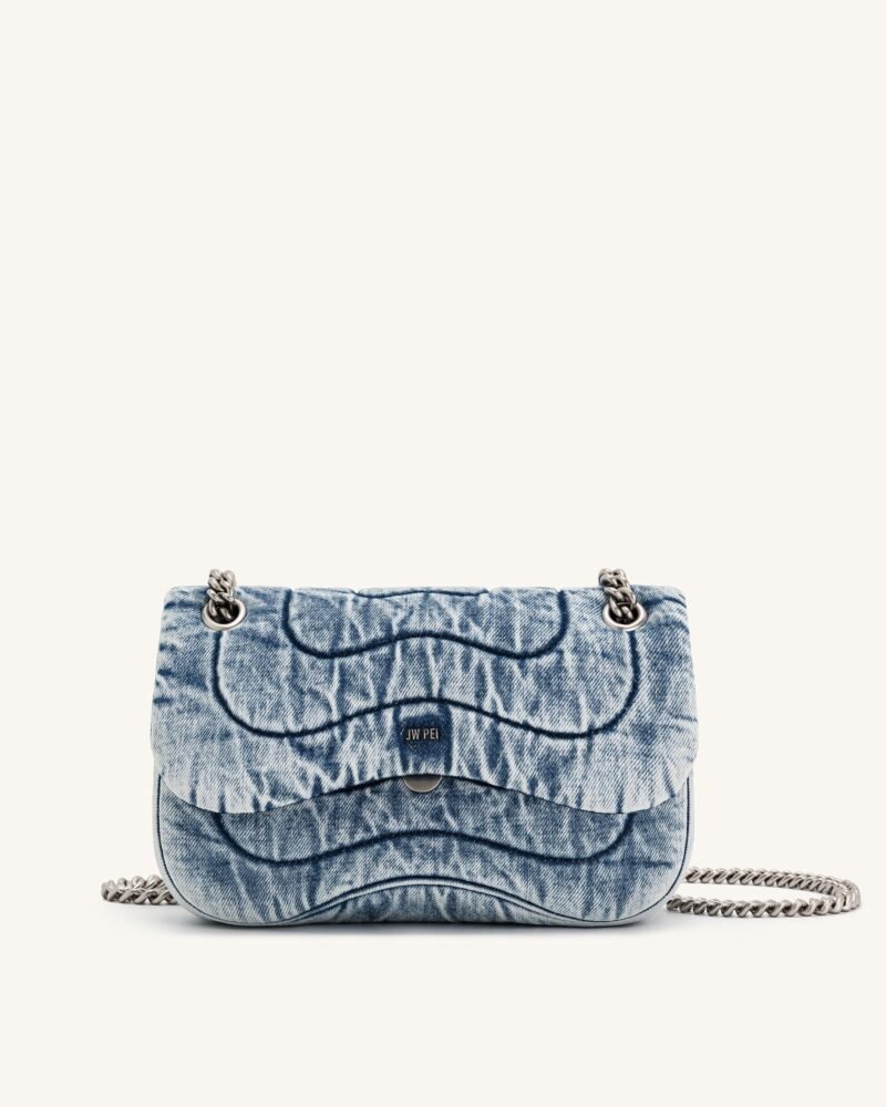 Tina Denim Quilted Chain Crossbody - Blue - Image 1