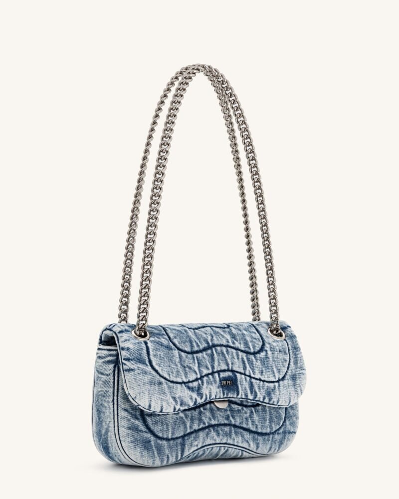 Tina Denim Quilted Chain Crossbody - Blue - Image 2