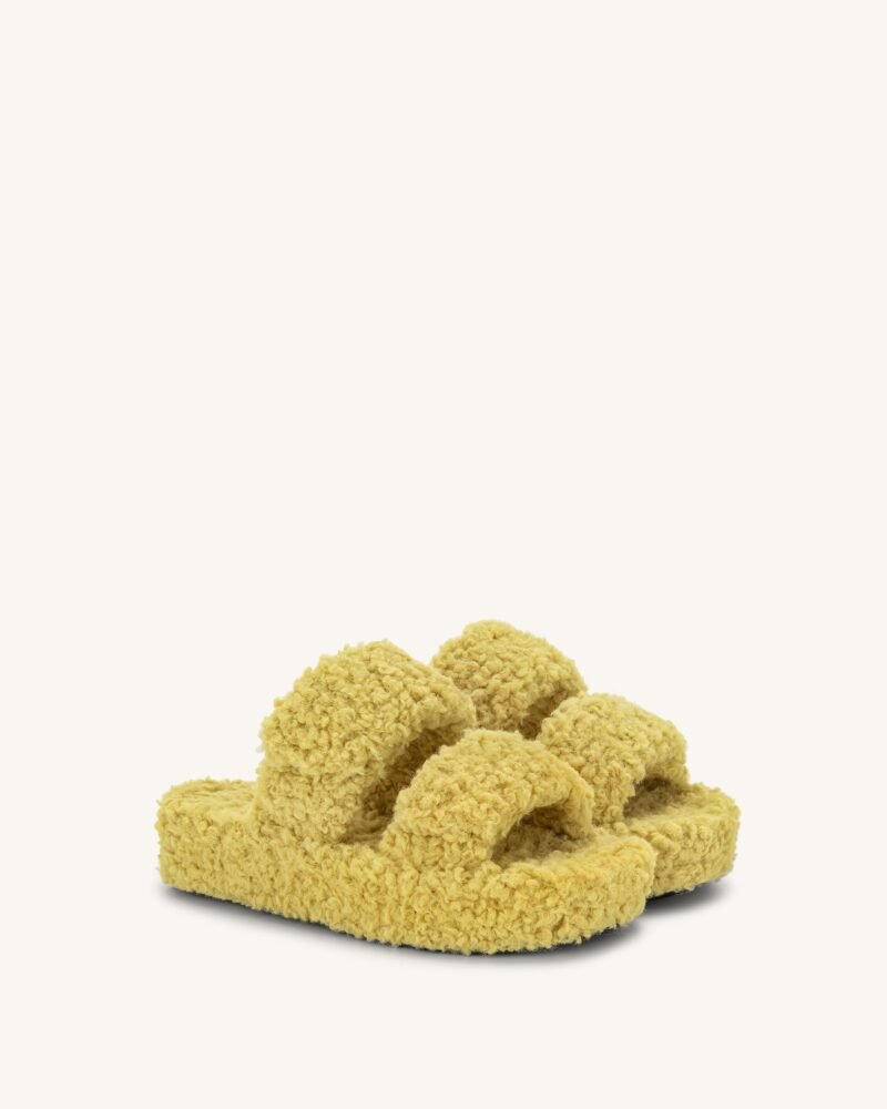 Lexi Faux Fur Platform Sandal - Yellow - Image 2