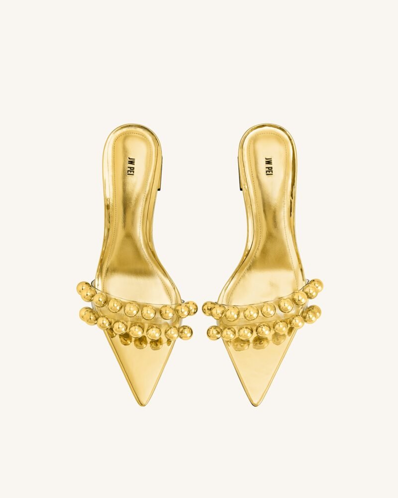 Gianna Beaded Strap Mules - Gold - Image 3