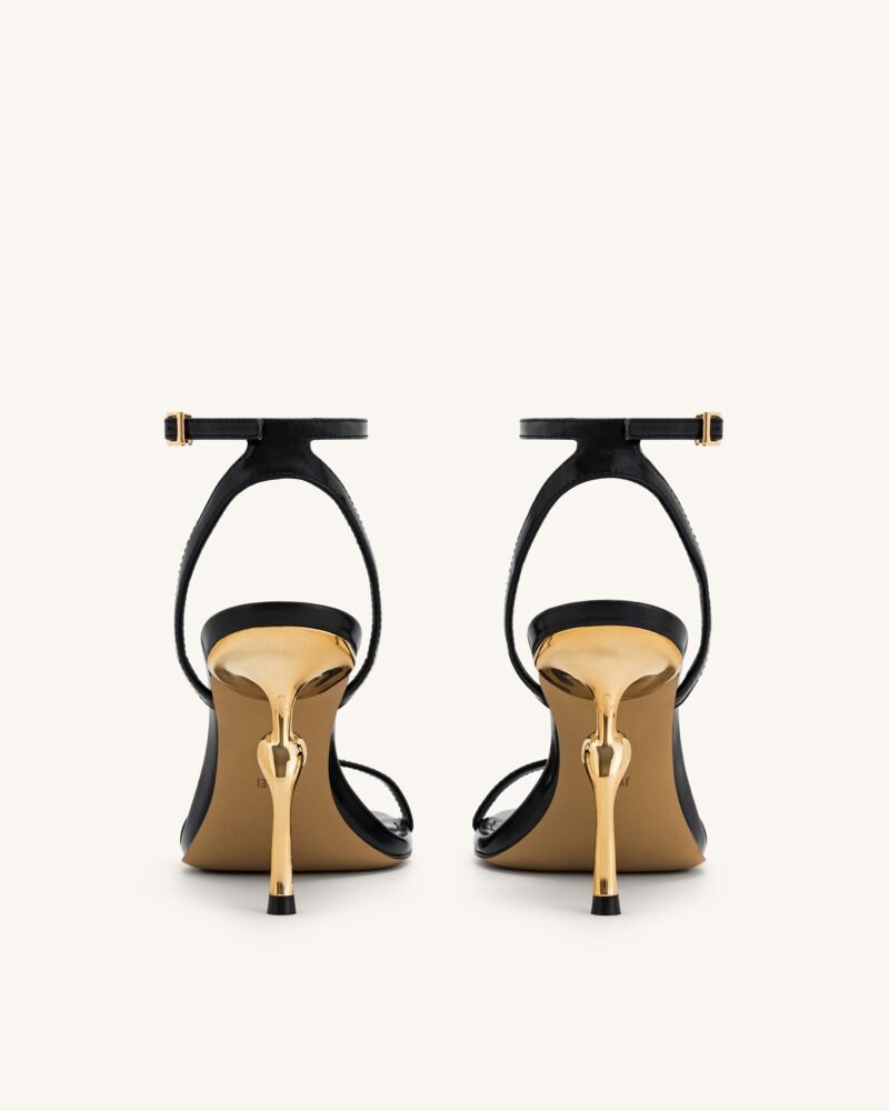 Alivia Gold Metal Heel Sandals - Black - Image 5