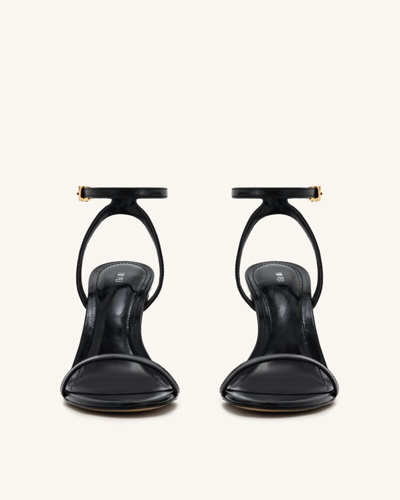 Alivia Gold Metal Heel Sandals - Black - Image 3