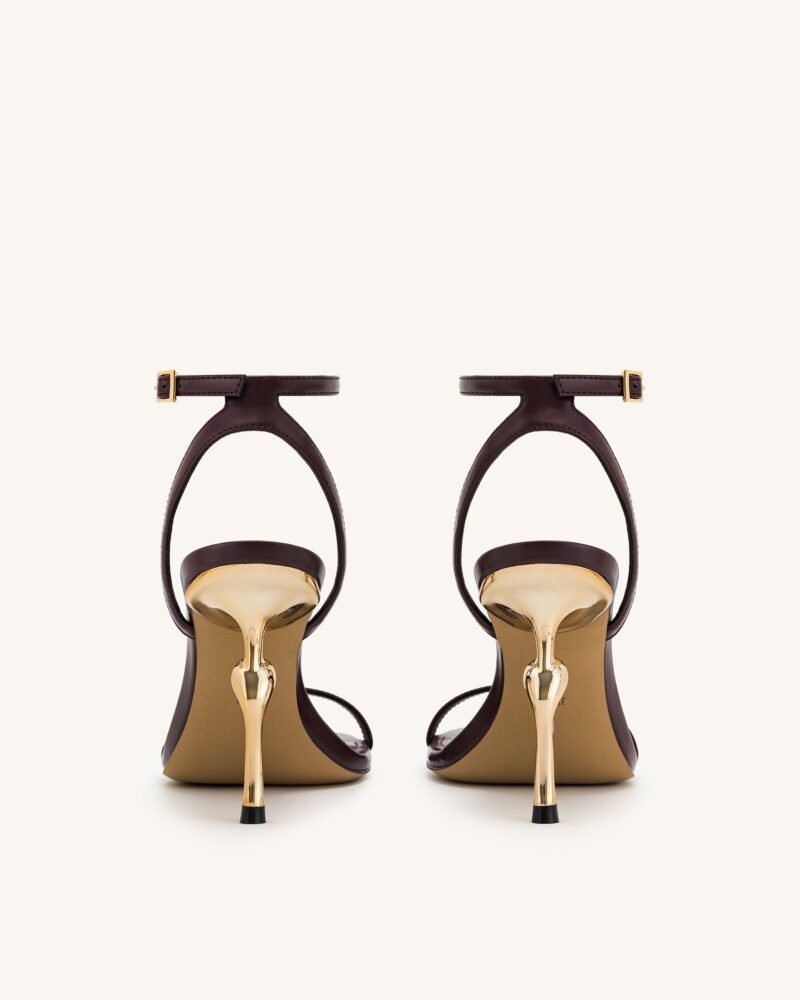 Alivia Gold Metal Heel Sandals - Claret Red - Image 5