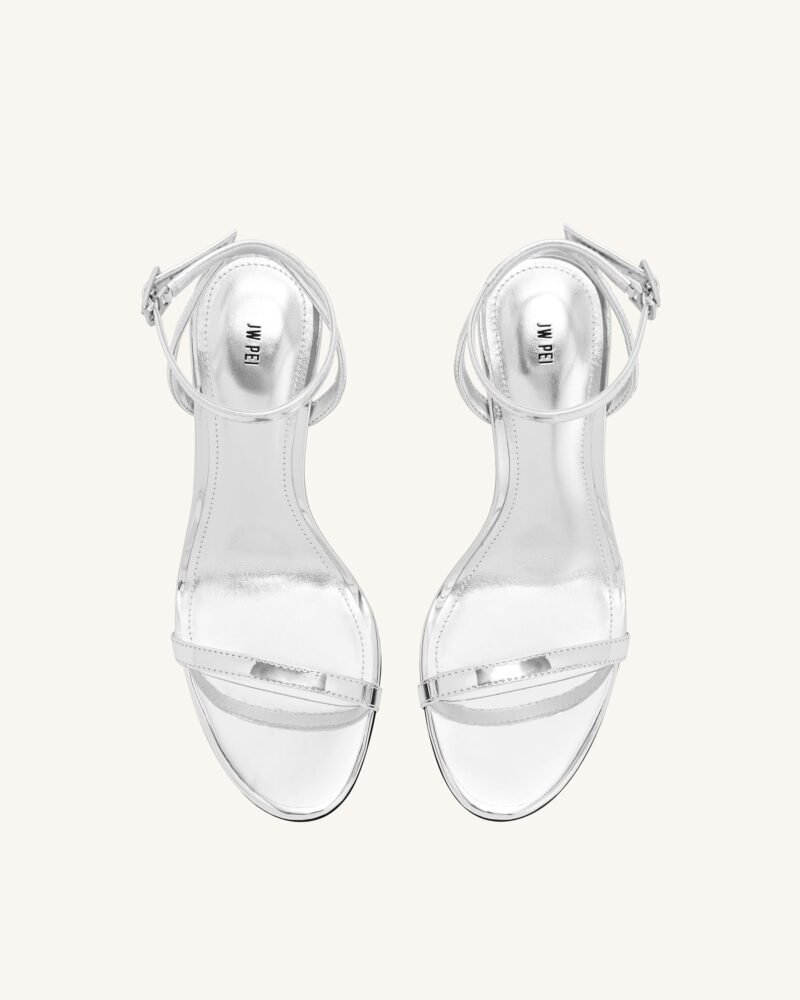 Alivia Gold Metal Heel Sandals - Silver - Image 3
