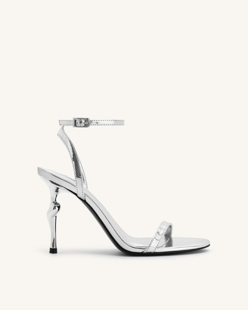 Alivia Gold Metal Heel Sandals - Silver - Image 1