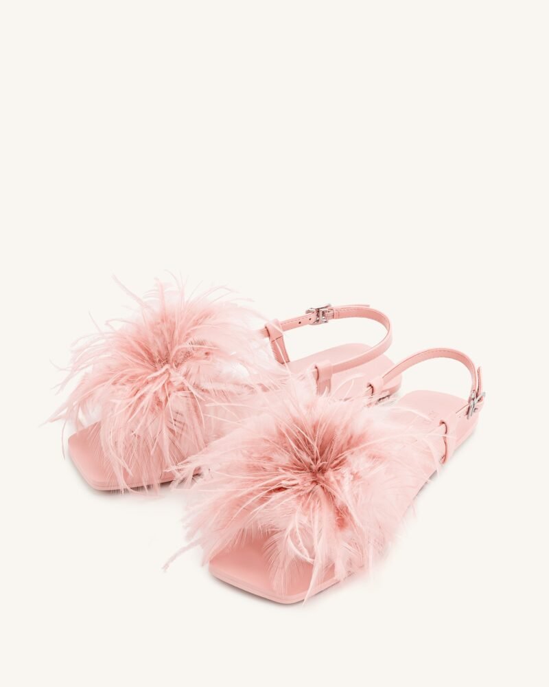 Fluffy Flats Sandals - Pink Beige - Image 2