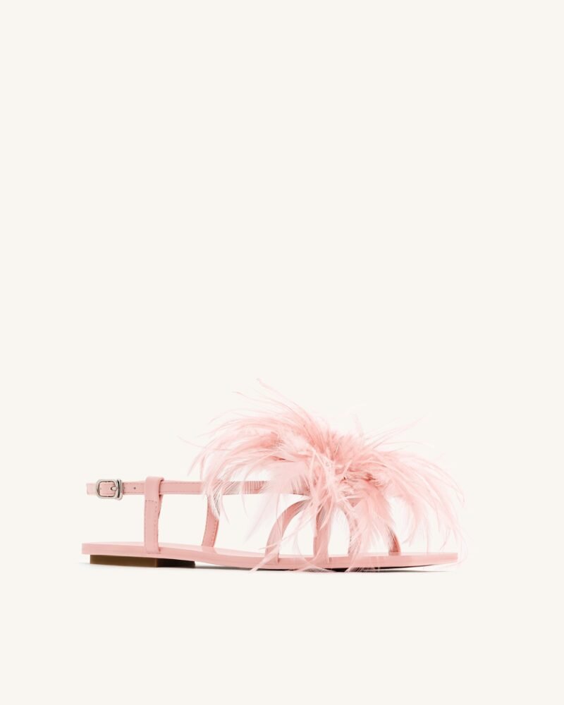 Fluffy Flats Sandals - Pink Beige - Image 6