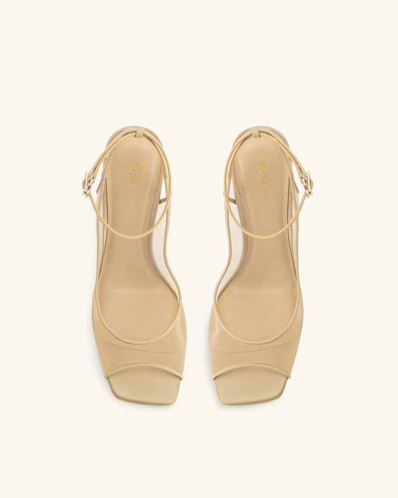 Serenity Open Toe Mesh Slingback Sandals - Khaki - Image 3