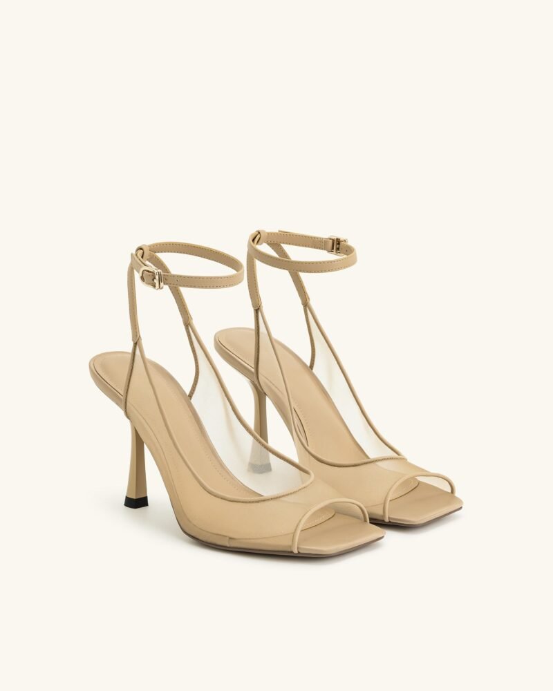 Serenity Open Toe Mesh Slingback Sandals - Khaki - Image 2