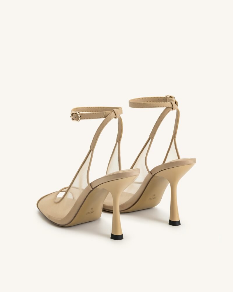 Serenity Open Toe Mesh Slingback Sandals - Khaki - Image 4