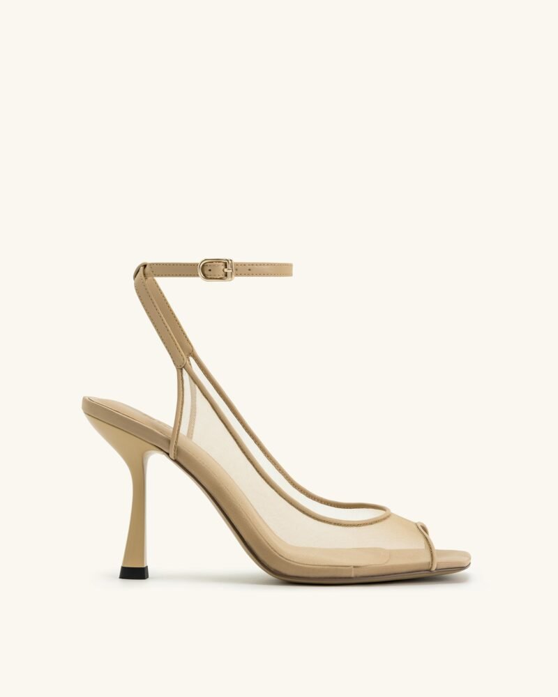 Serenity Open Toe Mesh Slingback Sandals - Khaki - Image 1