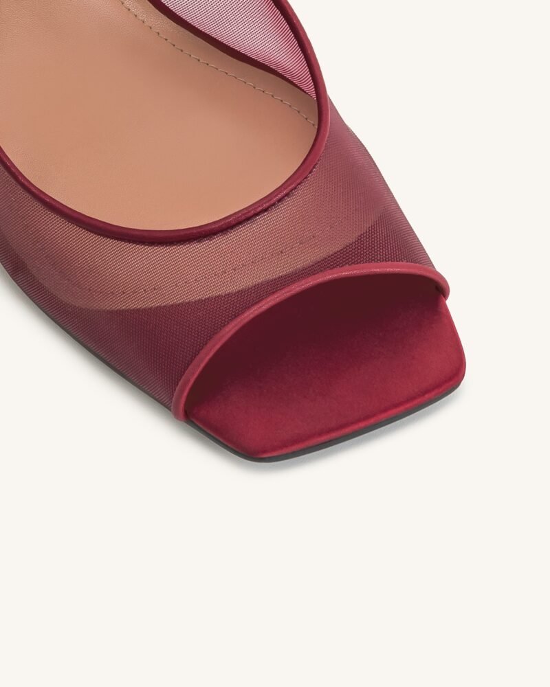Serenity Open Toe Mesh Slingback Sandals - Burgundy - Image 6