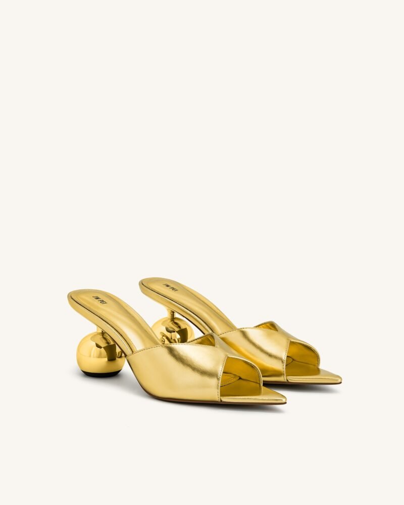 Ellie Sphere Heel Mules - Gold - Image 3