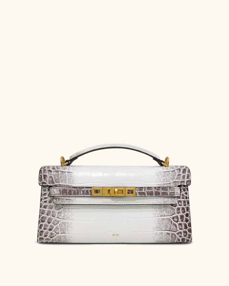 Noor Top Handle Bag - White Croc - Image 1