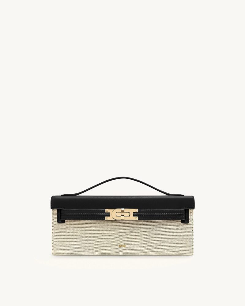 Bria Structured Top Handle Bag - Black Canvas - Image 1