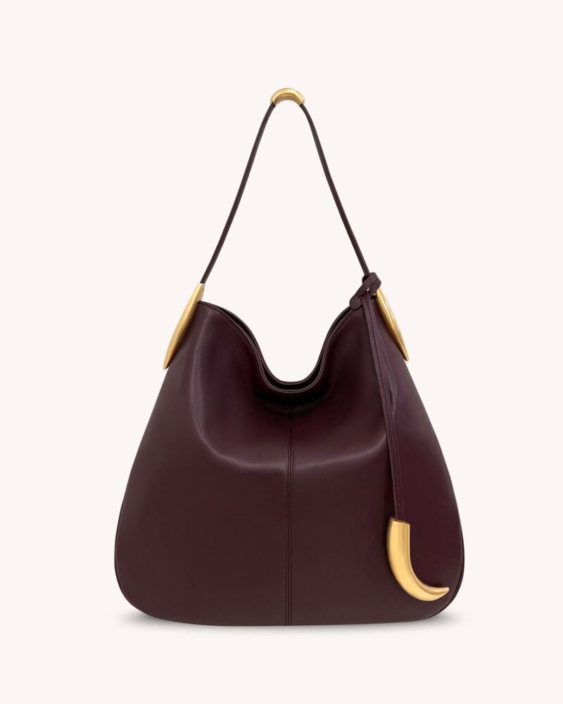 Nina Metal Charm Hobo Bag - Burgundy - Image 1