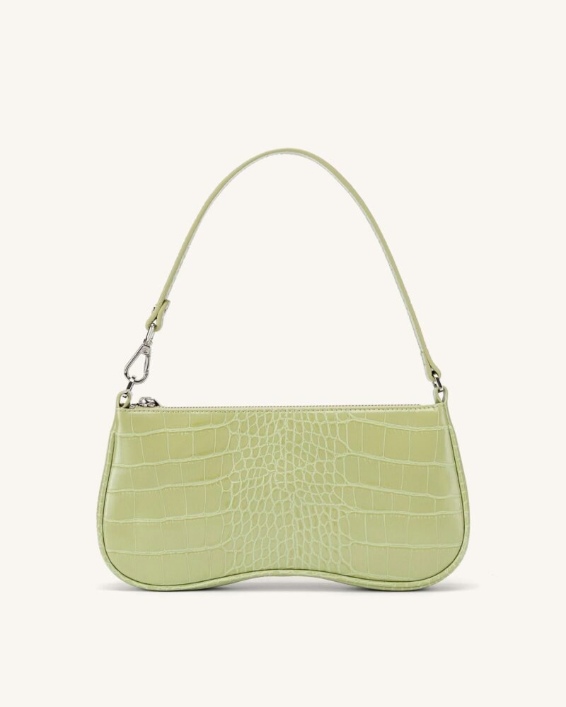 Eva Shoulder Handbag - Sage Green Croc - Image 3