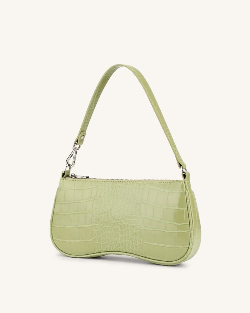 Eva Shoulder Handbag - Sage Green Croc - Image 2