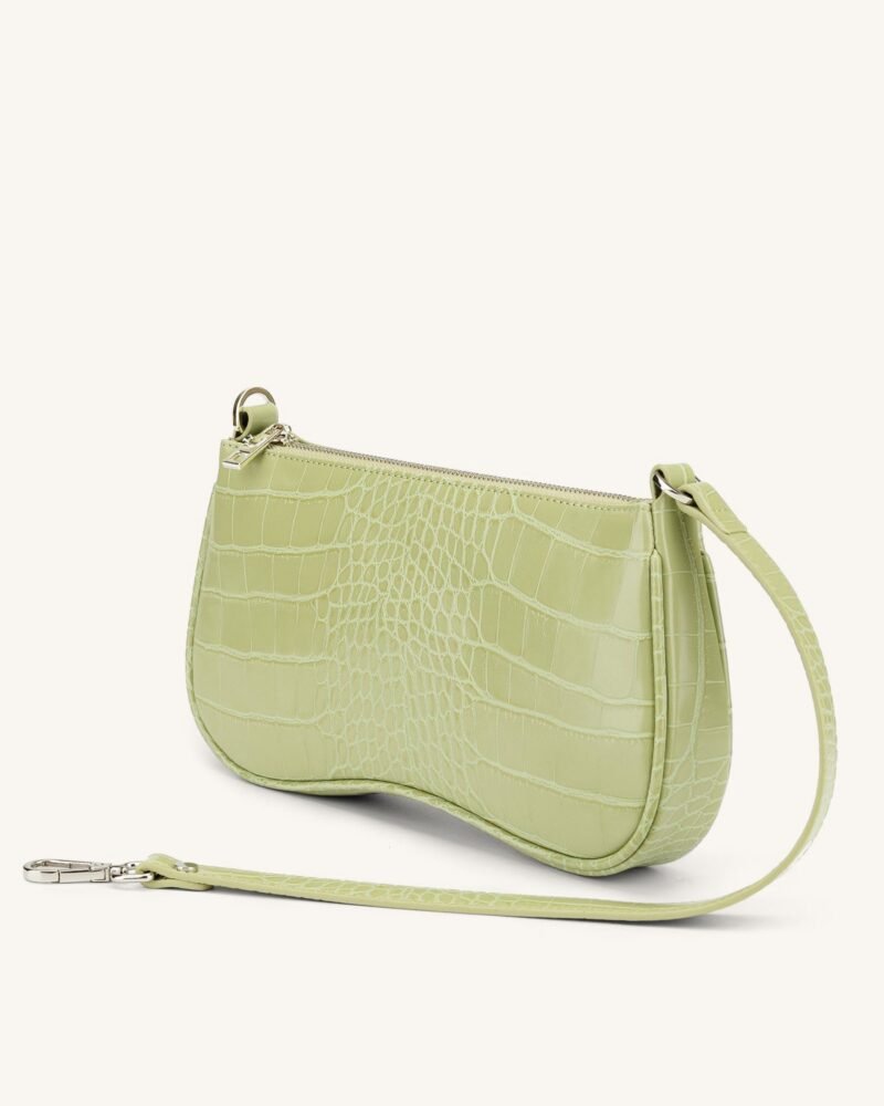 Eva Shoulder Handbag - Sage Green Croc - Image 4