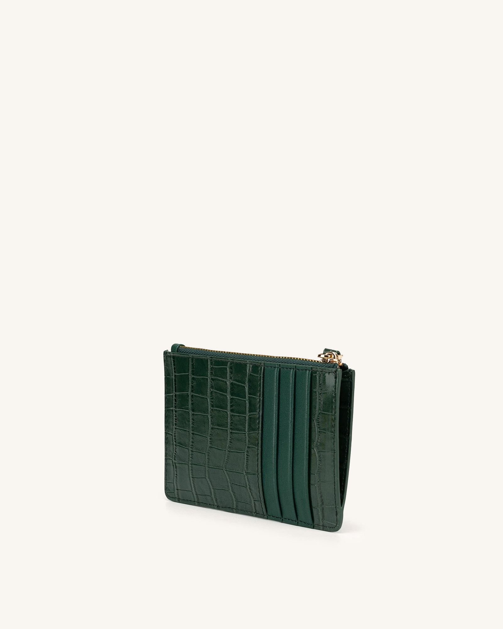 20190929-44-1_b51ee8a5-90ed-416c-8c11-486dc2c6b9a2 Quinn Zipped Card Holder- Dark Green Croc - Image 3