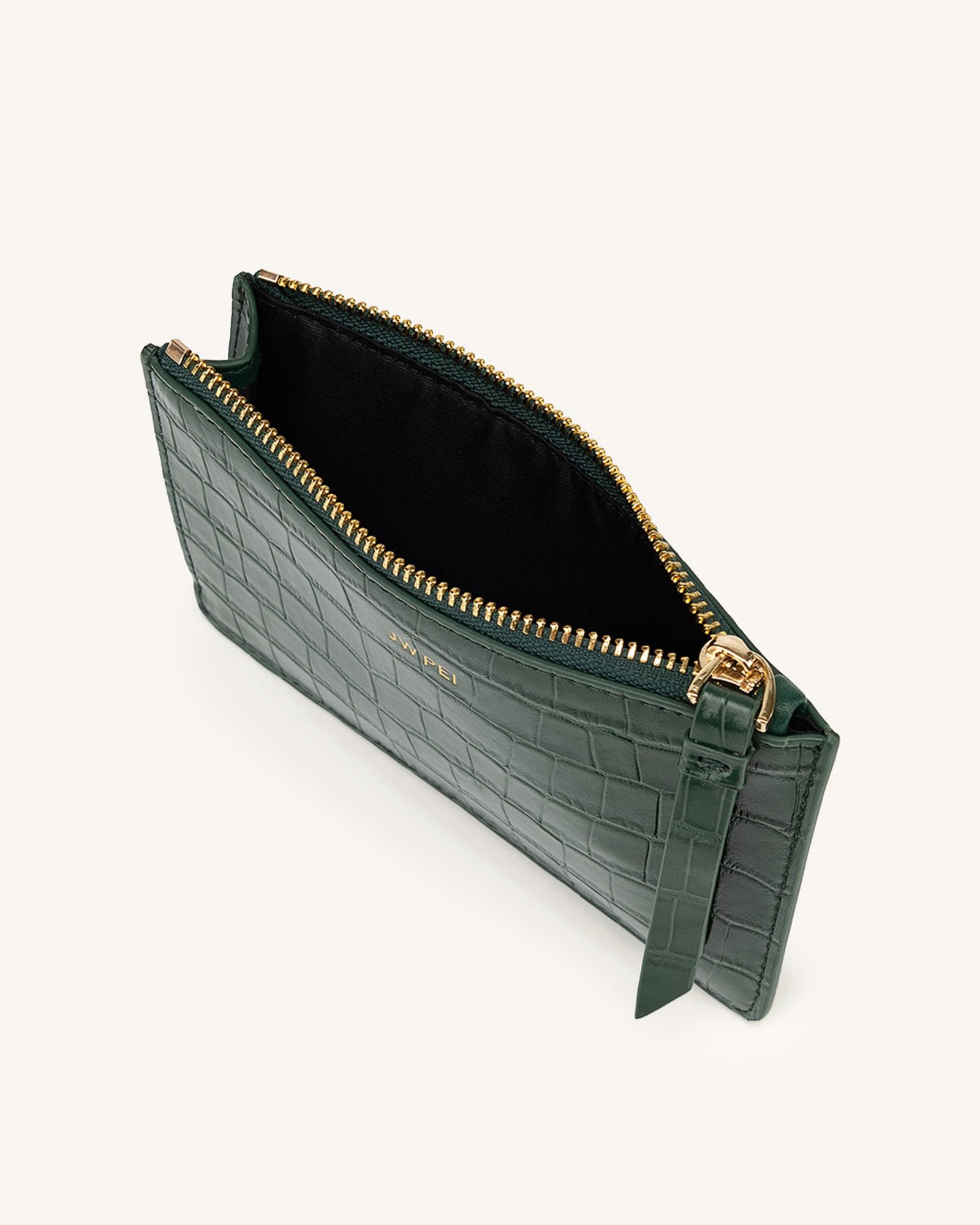 20190929-45-1_285410ec-8b3d-4a7c-8ac5-e808b2a2447c Quinn Zipped Card Holder- Dark Green Croc - Image 2
