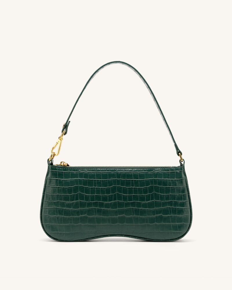 Eva Shoulder Handbag - Dark Green Croc - Image 1