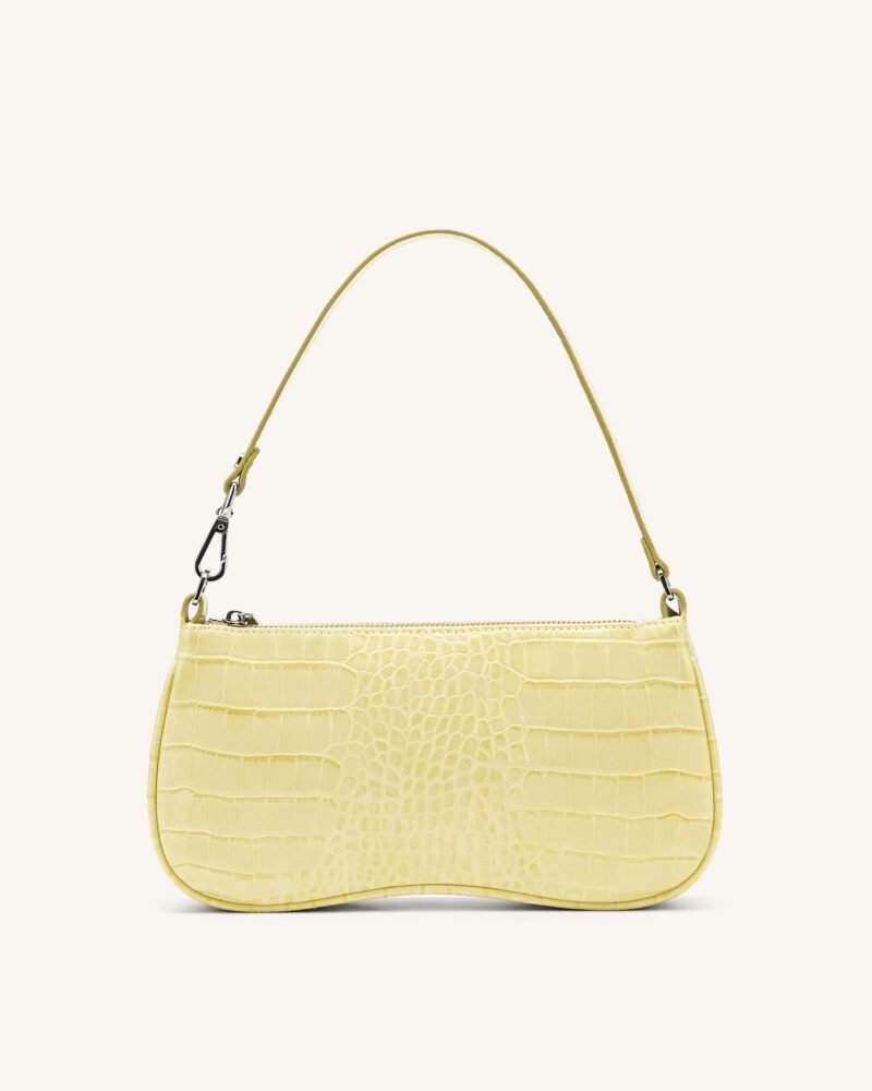 Eva Shoulder Handbag - Light Yellow Croc - Image 1