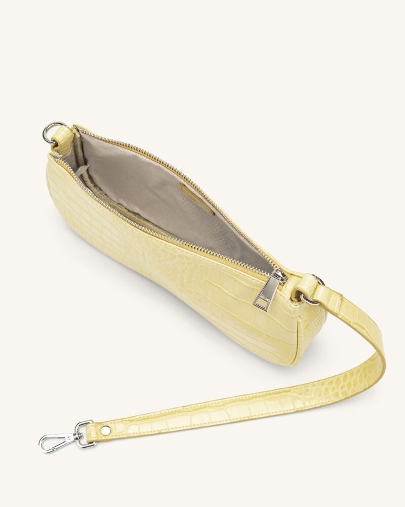 Eva Shoulder Handbag - Light Yellow Croc - Image 4