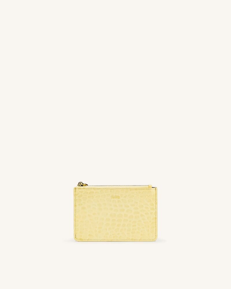 Quinn Zipped Card Holder - Light Yellow Croc - Image 1