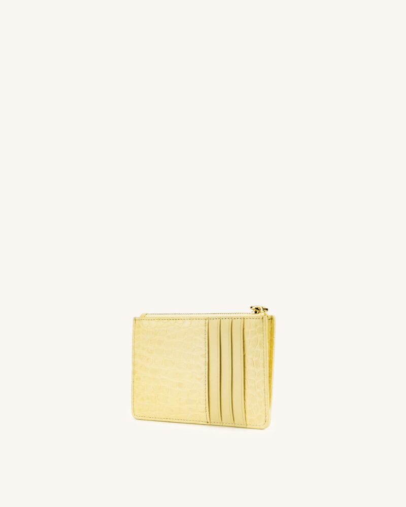 Quinn Zipped Card Holder - Light Yellow Croc - Image 3
