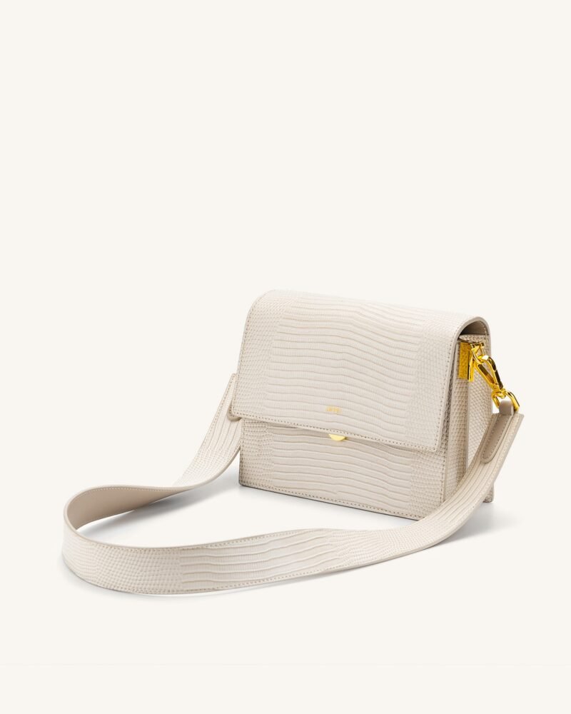 Mini Flap Crossbody - Ivory Lizard - Image 1