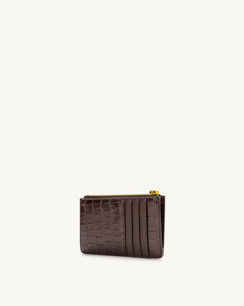 Quinn Zipped Card Holder - Brown Croc - Image 3