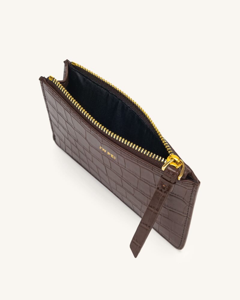 Quinn Zipped Card Holder - Brown Croc - Image 2