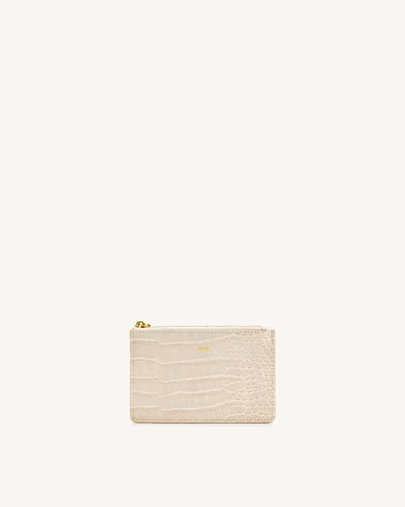 Quinn Zipped Card Holder - Ivory Croc - Image 1