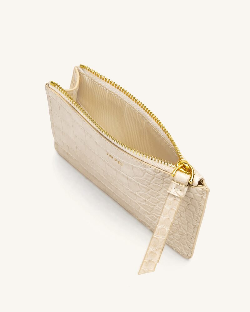 Quinn Zipped Card Holder - Ivory Croc - Image 2