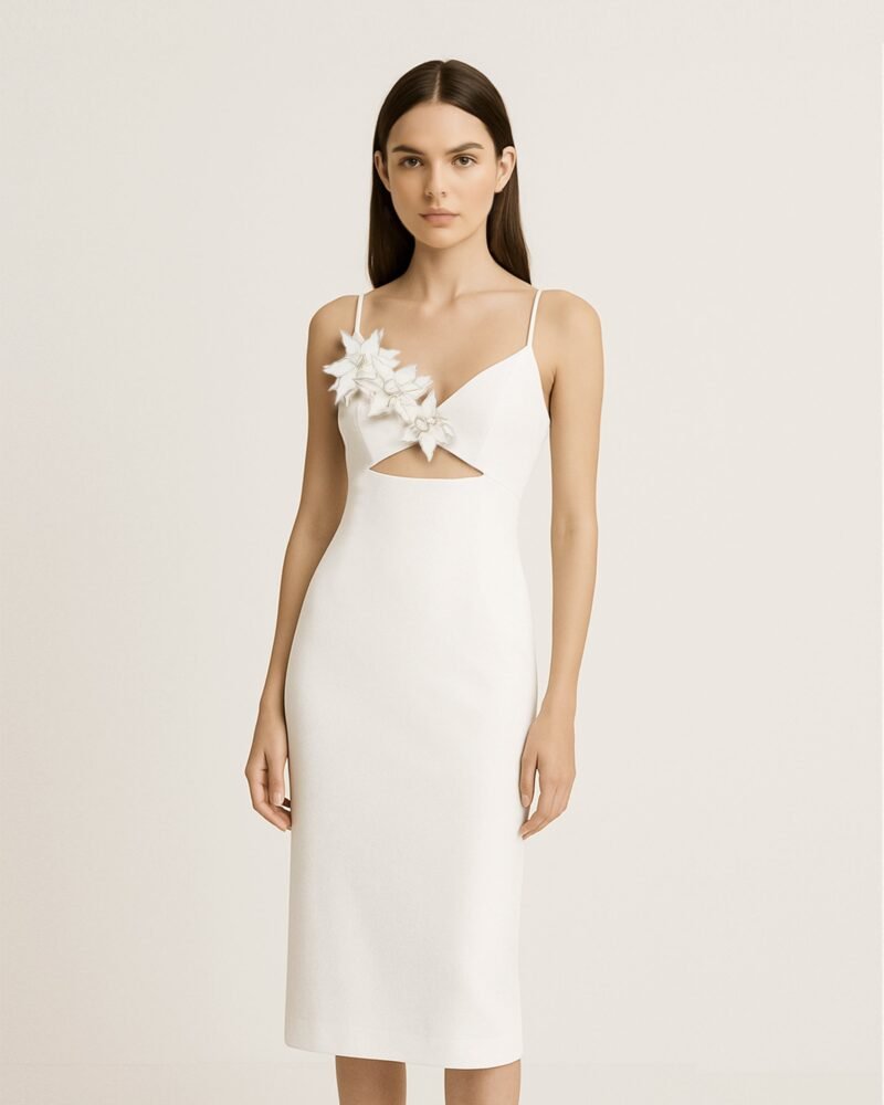 Bloom-Cut Contour Dress - White - Image 1