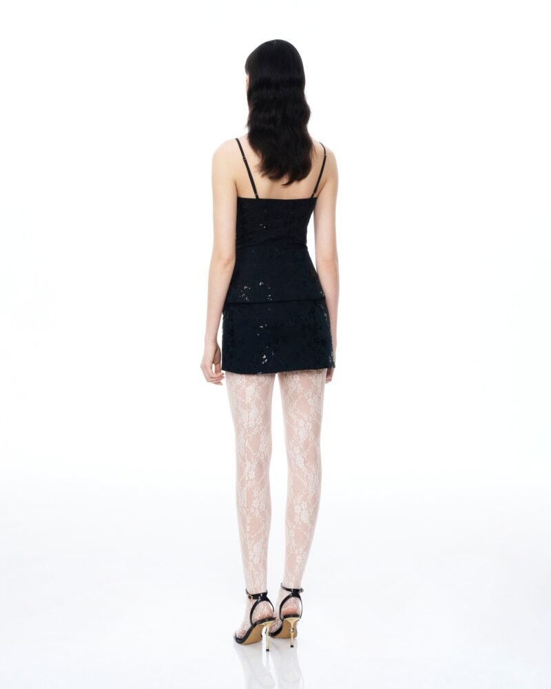 Seilena 3D Floral Sequin Mini Suits - Black - Image 3