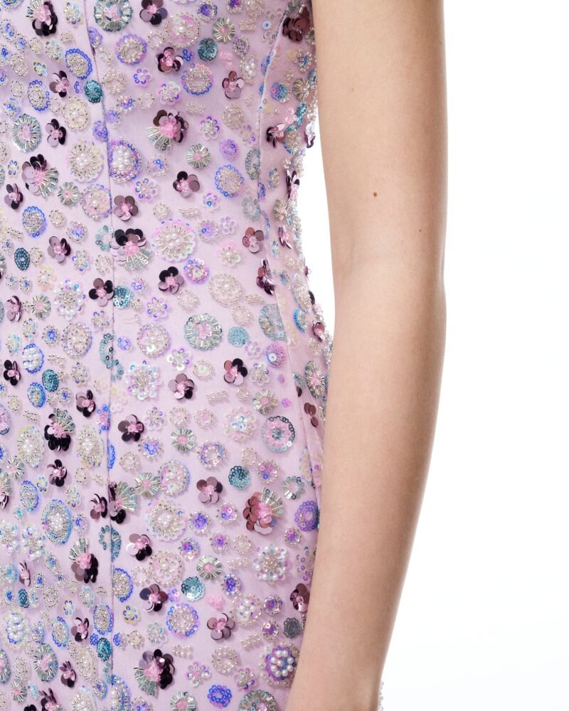Esme Floral Sequin Embroidered Mini Dress - Purple - Image 6